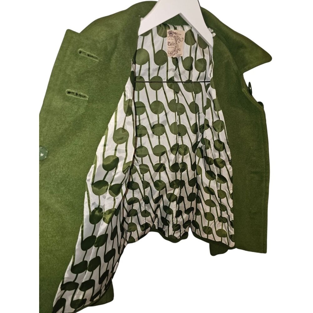 Anthropologie Tulle Green Hooded Coat Womens M - Picture 4 of 14